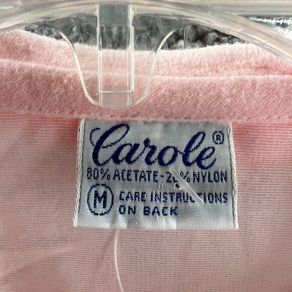 Vintage Carole Womens Robe‎ Medium Pink Embroidered Button Front Long Sleeve - Picture 5 of 9